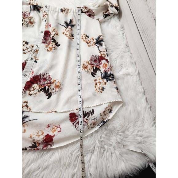 Umgee Womens Blouse White Floral 3/4Bell Sleeve Off Shoulder‎ Loose Fit Boho S - Picture 5 of 7